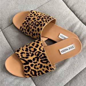Steve Madden Women’s Karolyn Calf Hair Leopard Print Sandals - Size 8.5 *NW/OT*